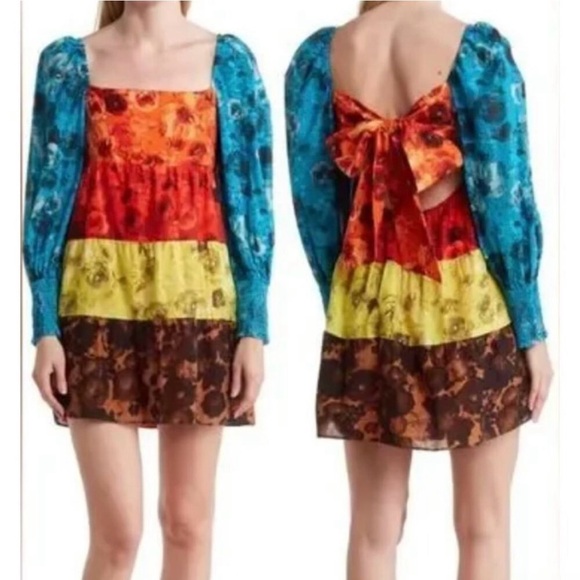 Alice + Olivia Rowen Tiered Square Neck Babydoll Dress - Picture 1 of 13